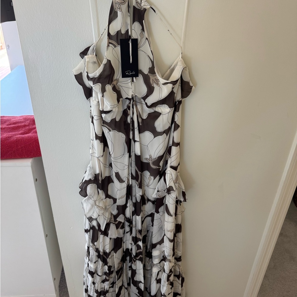 Chic Brown and White Floral Dress